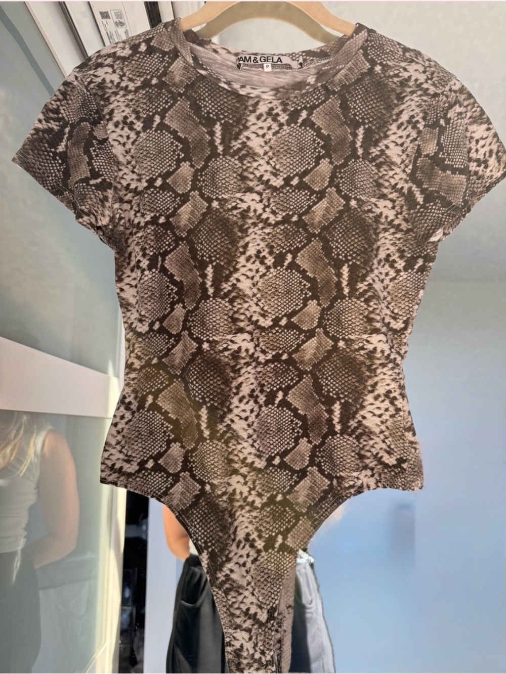 Pam & Gela Baby Boa Snake Print Bodysuit | Size P | Natural